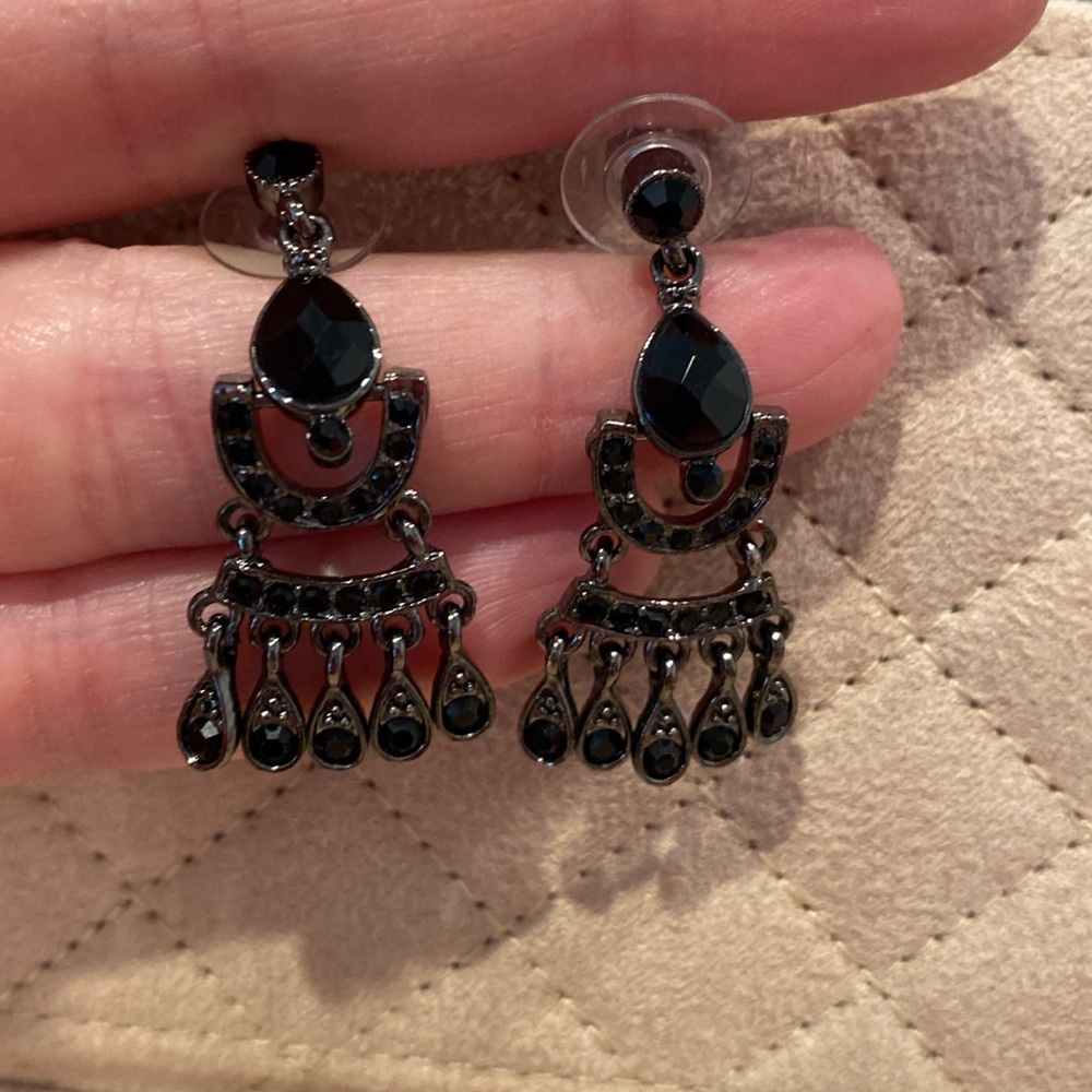 Elegant Black Chandelier Earrings